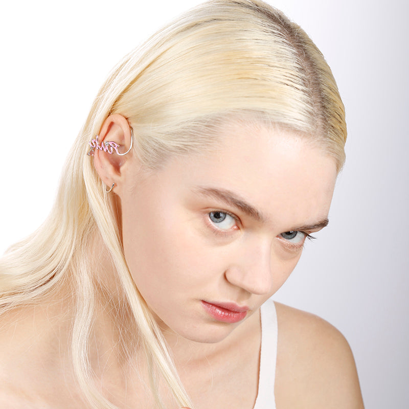pink statement earrings