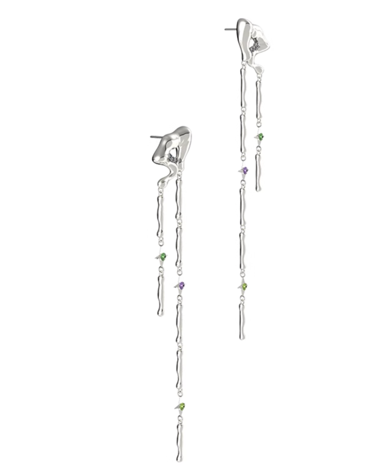 Long Dangle Asymmetrical Earrings